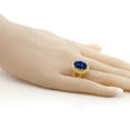 thumbnail image 4 of Gem Stone King 7.44 Ct Oval Blue Simulated Sapphire 18K Yellow Gold Plated Silver Ring, 4 of 5