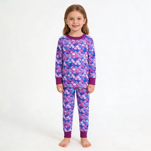 BOOMNY Toddler Girls 2 Peice Pajamas Sets Graphic Long Sleeve Sleepwear Tops Pants Pjs Set for Kids Cozy Loungewear Homewear
