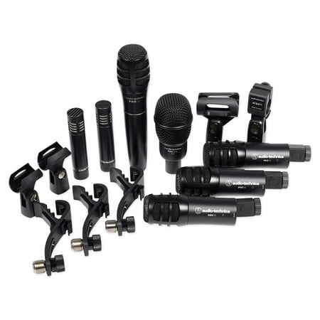 Audio Technica Pro Drum Microphone Kit w/ (7) Mics For Church Band Sound (Best Sounding Drum Kits)