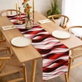 thumbnail image 3 of Red Striped Ombre Table Runner - 48 Inch Long, Kitchen Dining Table Runner Dresser Scarves, Modern Red Moire Geometric Farmhouse Decor for Coffee Tables Wedding Party Banquet, 3 of 8