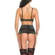 thumbnail image 3 of Conjunto de lencería para mujer con ligueros, sujetador sexy y bragas con aros, 3 of 7