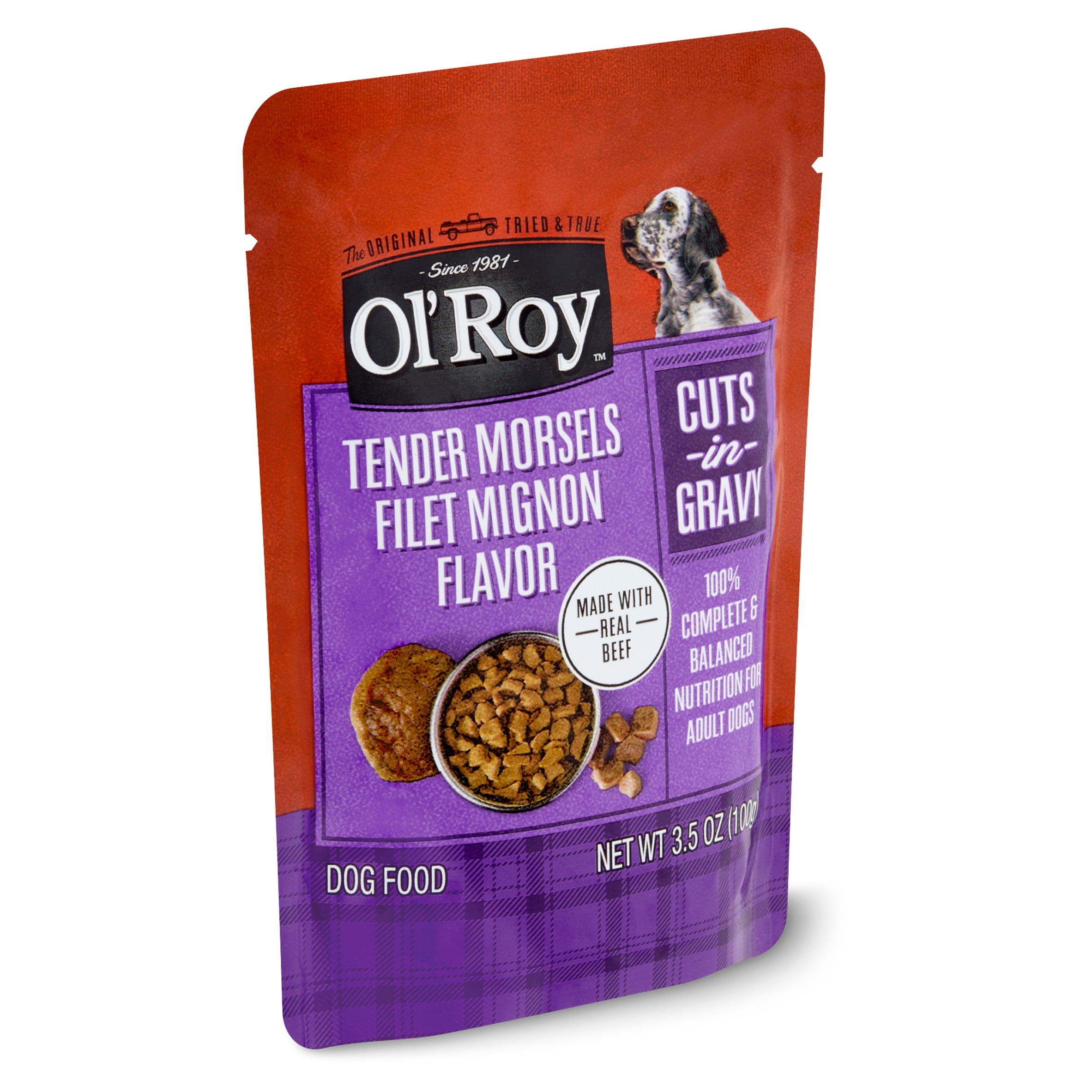 Ol' Roy Tender Morsels Filet Mignon Flavor Cuts in Gravy Dog Food, 3.5