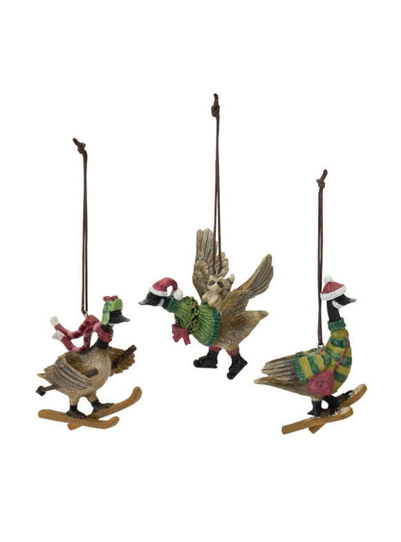 Home Decorative Goose Ornament (Set of 3) 3.5"H, 4"H, 4"H Resin