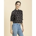 thumbnail image 2 of Moomaya Womens Printed Top, Quarter Sleeves Formal Top Ruffled Button Placket, 2 of 9
