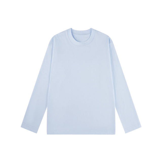 Enjoytime Chemisiers pour Femmes Habillés à Col Rond à Manches Longues Chemises de Travail Couleur Unie Hauts de Style Professionnel Décontracté Mode Ample Automne Hiver Vêtements Bleu G