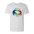 thumbnail image 2 of Wild Bobby, Colorful Neon Rainbow Biting Lips, Pop Culture, Men Premium Tri Blend Tee, Heather White, 2XL, 2 of 3