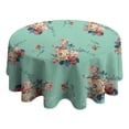 thumbnail image 4 of Round Waterproof Tablecloth Green Floral Reusable Indoor/Outdoor Durable Table Cover for Kitchen and Dining Room 60 Inch X 60 Inch, 4 of 6