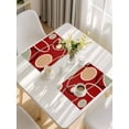 thumbnail image 5 of Geometric Red Placemats Set of 8, Boho Retro Abstract Circle Black Green Placemats for Dining Table, Place Mats for Kitchen Tabletop, Waterproof Wipeable Dining Table Mats Set, 5 of 9