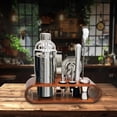 thumbnail image 3 of Bar Social Bartender Cocktail Kit – Bartender Accessories Tools for Drinks – Set of 10 Bar Mixer Set with Bamboo Stand - Dark Silver, 3 of 5