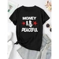 thumbnail image 2 of Camisetas De Manga Corta Para Mujer, Camisetas De Verano Para Deportes, Pesca, SenderismoWomen's Fashionable Peace Star Graphic Tee - Casual Round Neck Short Sleeve, Comfortable Polyester Blend Summ, 2 of 6