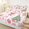 thumbnail image 3 of Manfei Cute Santa Claus Bed Sheets,Merry Christmas King Sheets,Xmas Tree Candy Cane Sheet Set For Girls Kids,Breathable Home Decor,4-Piece, 3 of 7