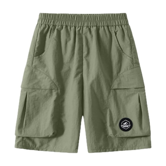 ITSAME Boys Cargo Shorts, with Pockets Quick-Dry Elastic Waist Summer Fashion Casual Shorts Army Green Size 9-10