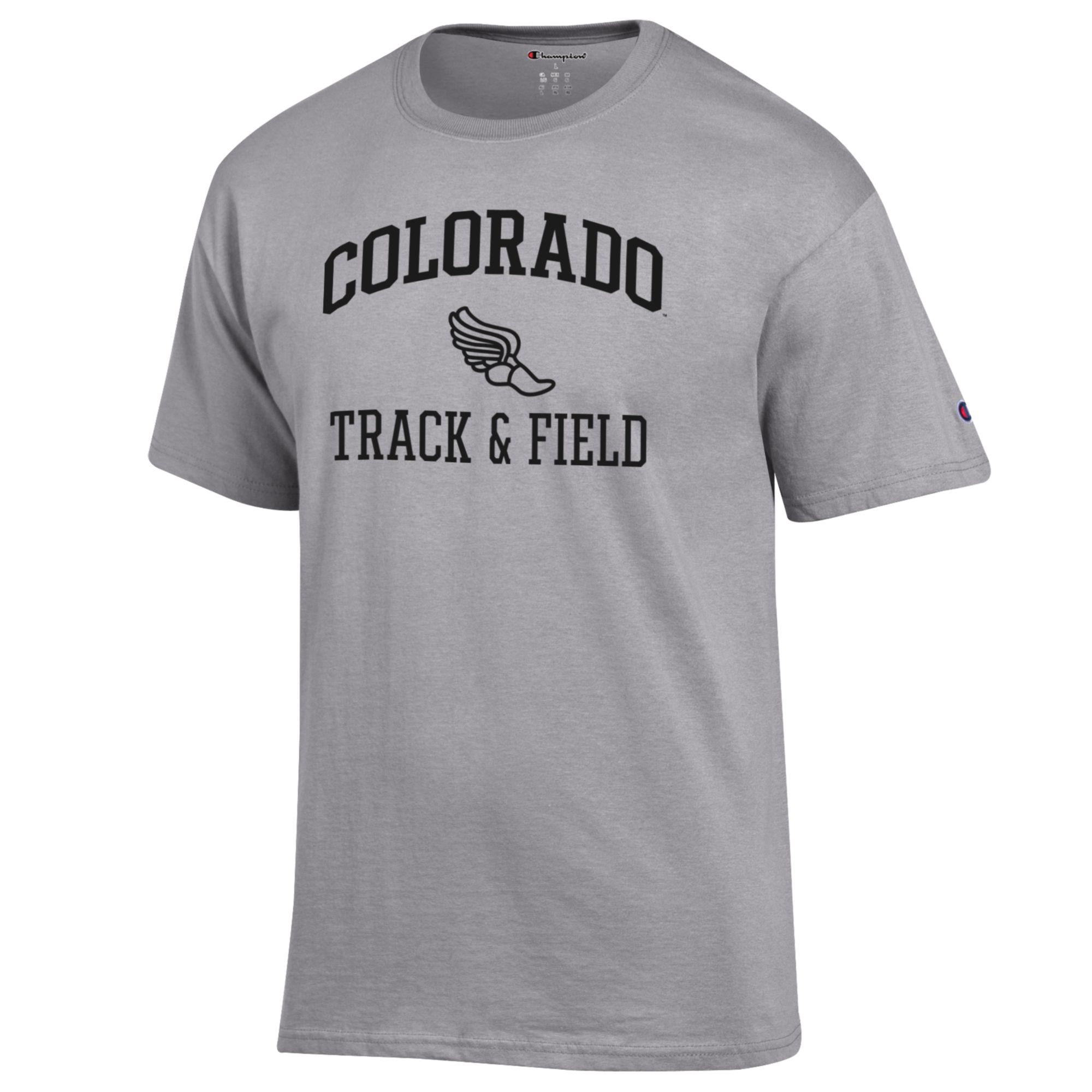 Men's Champion  Gray Colorado Buffaloes Track & Field Icon T-Shirt