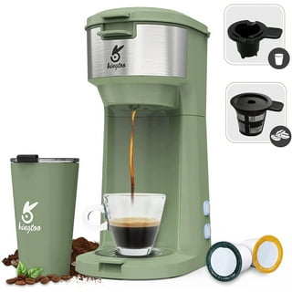 KINGTOO Coffee Maker with Milk Frother, Single Serve Coffee Maker for K-Cup  Pod & Ground Coffee, Compact Coffee Maker 2 in 1 with Self Cleaning, Fast