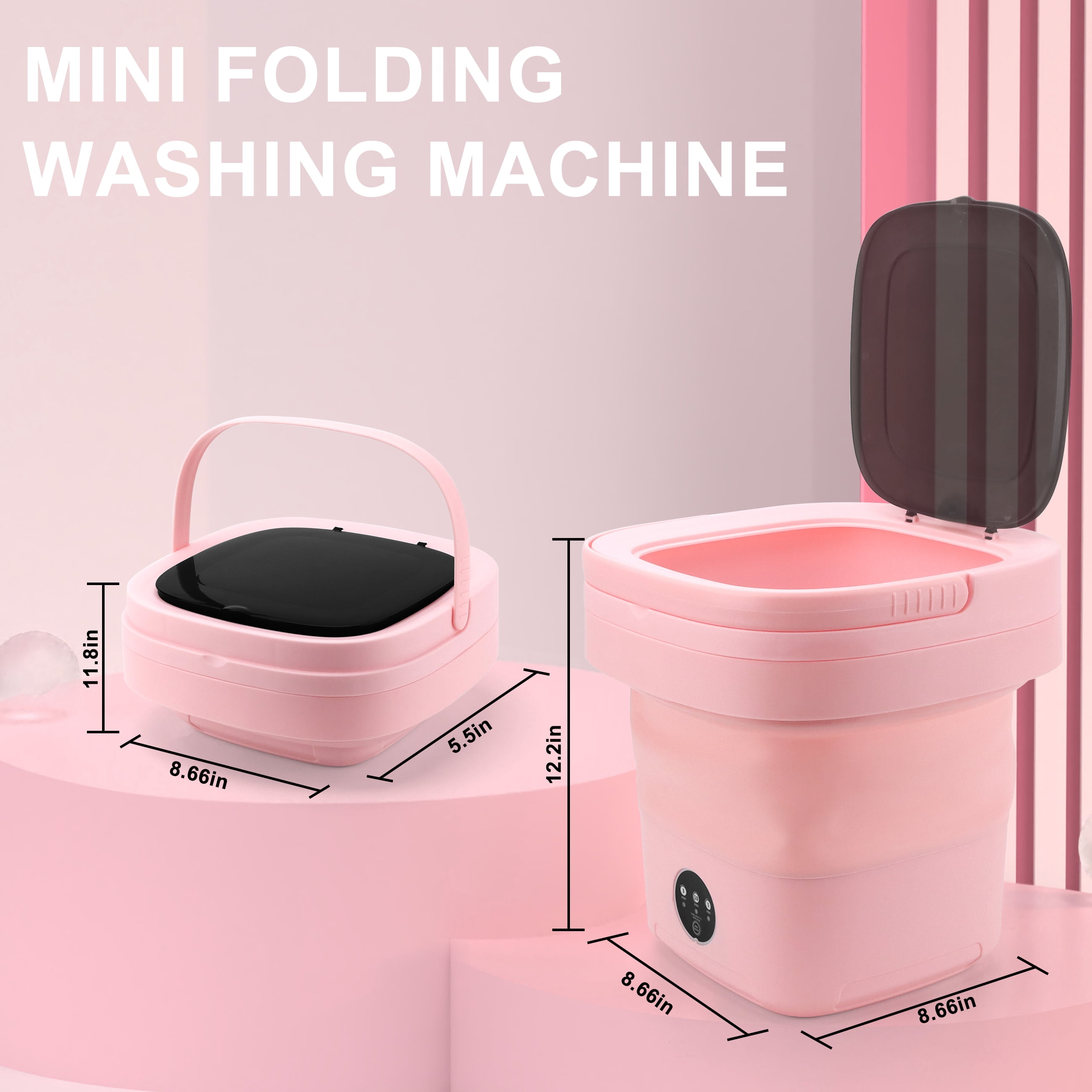 Hsfviop Portable Washing Machine, 11L Foldable Washer for Apartment, Camping, RV, Travel, Underwear, Socks