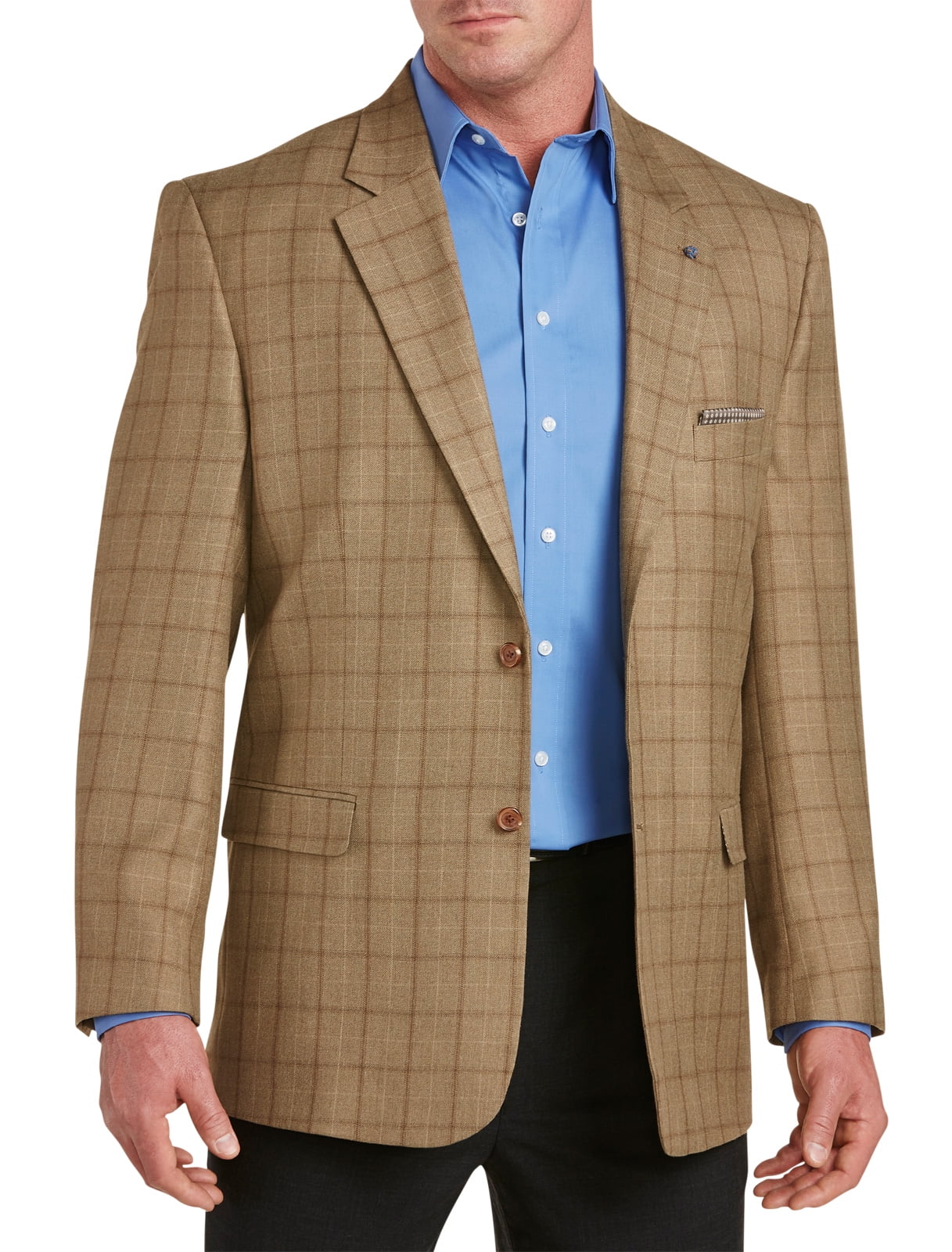 Oak Hill by DXL Men's Big and Tall JacketRelaxer Windowpane Sport Coat