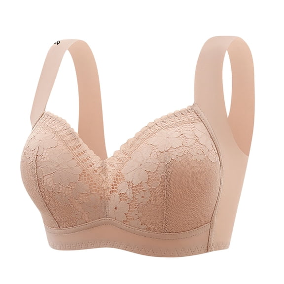Nursing Bras Women No Underwire Bra Feature V-Neck Training Bra Style W-1289 Khaki M