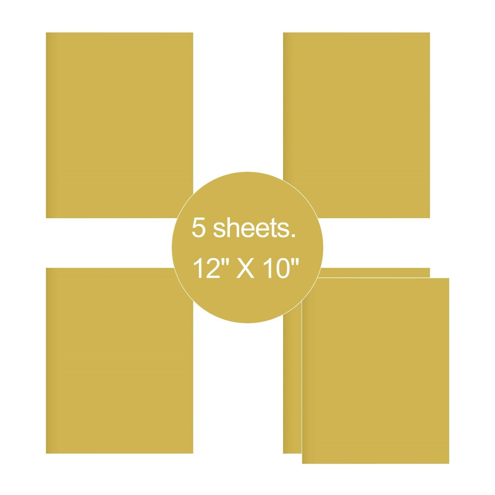 5 Sheets Gold 12" x 10" Pre Cut HTV Iron On Heat Transfer Vinyl Paper for T-Shirts Cricut Silhouette