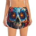 thumbnail image 2 of Yiaed Colorful Floral Skull A Print Women's Running Shorts with Liner 3 Zipper Pockets Elastic Workout Athletic Gym Yoga Shorts-X-Large, 2 of 7