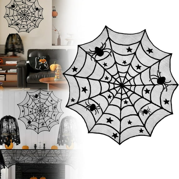 Clearance Event & Party under $5,Halloween Decorations Black Lace Tablecloth And Gothic Décor Mantel Scarf Lampshade Wrap For