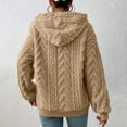 thumbnail image 7 of Women's Textured Knit Sweater Hooded Long Sleeve Pullover Warm Comfortable Winter Top Brown XXL, 7 of 7