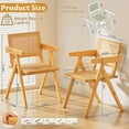 thumbnail image 4 of Rattan Chairs Set of 2, Bamboo Rattan Dining Chairs, Solid Wood Comfy Arm Chairs, Woven Cane Back and Seat Mid Century Modern Chairs, Vintage Decorative Boho Chairs for Kitchen, Bedroom, Living Room, 4 of 9