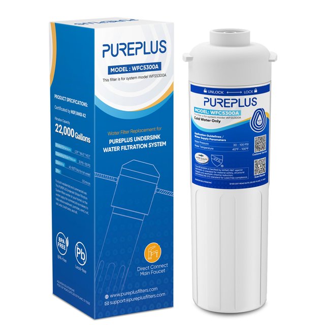 Filtro de agua para debajo del fregadero PUREPLUS WFC5300A, capacidad de 22,000 L
