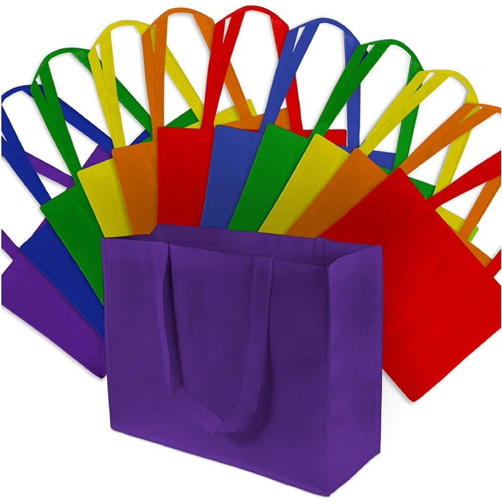 Red Reusable Gift Bags W/ Handles, 12 Pcs. 16x6x12