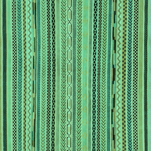 Ahgly Company Indoor Square Abstract Turquoise Blue Modern Area Rugs, 3' Square