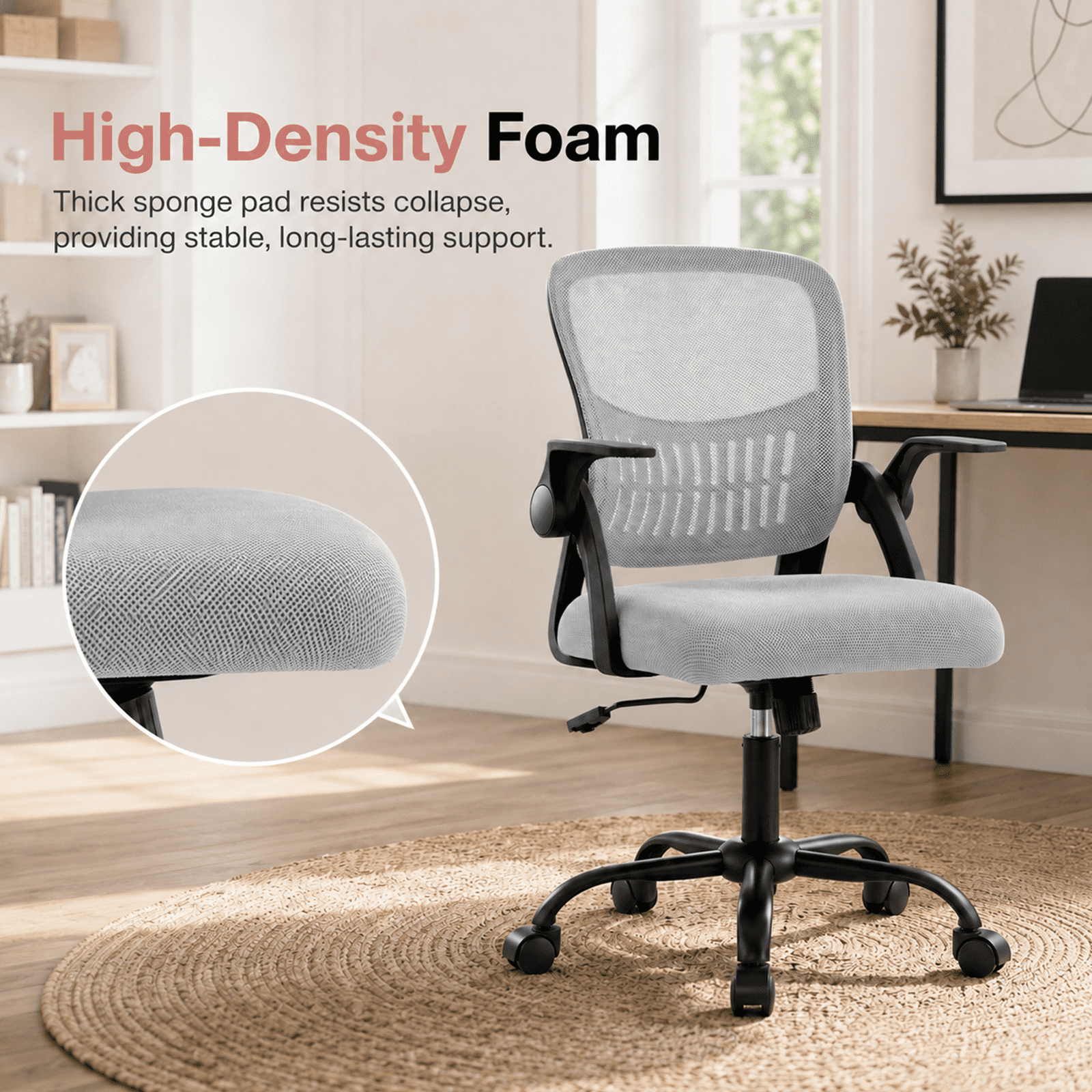 Alvantor Ergonomic Office Chair, Lumbar Support, Height Adjustable, Flip-up Armrest, Rocking Mode, 360 Swivel, Conference Room