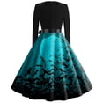 thumbnail image 4 of Halloween Print Flare Dress For Women Long Sleeve Dress Hollow Party Casual Dresses, 4 of 4
