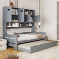 thumbnail image 4 of Harper & Bright Designs Twin Size Daybed with and Storage Bookcase, Wood Daybed with Trundle, Twin Wooden Day Bed with Storage Cabinets Shelves, Gray, 4 of 14