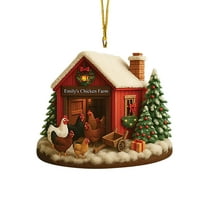 HBBKVI Christmas Decor Chicken Farm Ornaments 2025 Wooden Chicken Coop Christmas Ornament for Lovers Farm Ornaments Xmas Holiday Gift