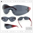 thumbnail image 2 of Rimless Wrap Around Bling Sparkling Star Hinge Thick Temple Sunglasses Red - Black, 2 of 8