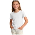 thumbnail image 1 of Zpanxa Toddler Shirts Girls Short Sleeve Soft Breathable Solid Candy Color Pullover Top Cotton 3-4 Years, 1 of 7