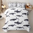 thumbnail image 2 of Feelyou Black White Line Whale Quilt Full for Men Women, Marine Animal Full Bedspread Sets, White Grey, 3-Piece, 2 of 7