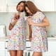 thumbnail image 4 of Fotbe Retro Floral Bata de Dormir para Mujer con Estampado, Camisón de Algodón de Manga Corta, Ropa de Dormir Casual, 4 of 6