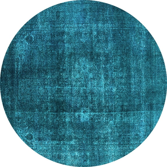 Ahgly Company Indoor Round Oriental Light Blue Industrial Area Rugs, 7' Round