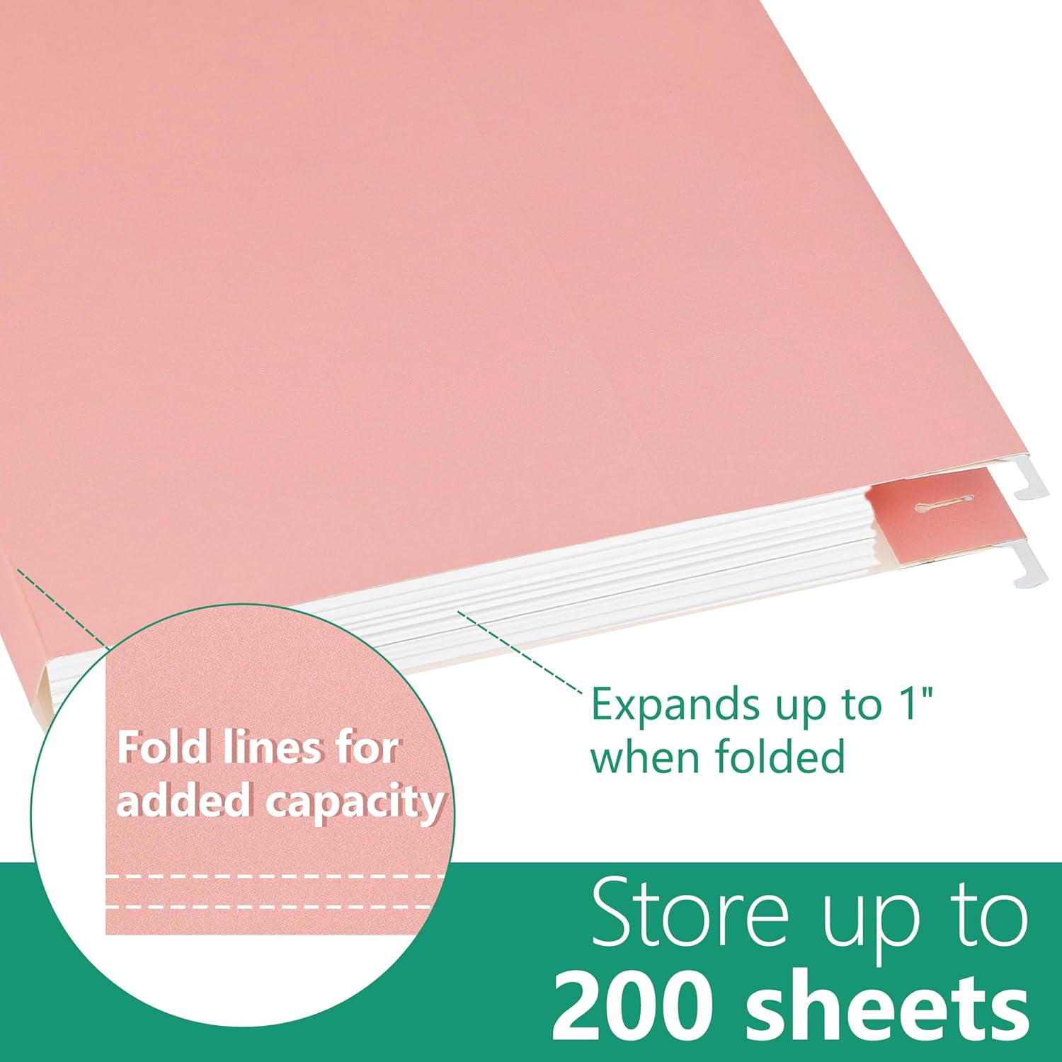 Letter Size Hanging File Folders,25 Pack Green Hanging Files in Assorted Colors,Designed for Home and Office Colored File Organization,25 per Box