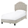 thumbnail image 3 of Scalloped Tufted Twin Upholstered Bed in Soft Beige, 3 of 5