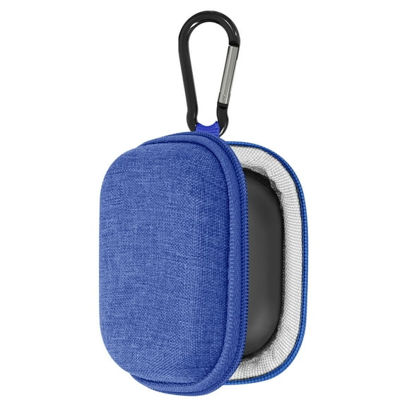 Geekria Shield Earbuds Case Compatible with Jabra Elite 10 Gen 2, 75t, 65t, 8 Active True Wireless Earbuds, Replacement Hard Shell Travel Carrying Bag with Carabiner Clip (Blue)