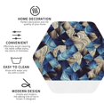 thumbnail image 3 of Honeii Abstract Blue Squares print Leather Coaster Set of 4, ideal for safeguarding your furniture from drinks spills and effortless cleanup-Hexagon, 3 of 6