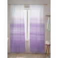 thumbnail image 5 of Sheer Curtains 84 Inches Long 2 Panels Set for Living Room, Purple White Ombre Semi Sheer Curtains for Windows, Modern Romantic Gradient Stripes Voile Window Treatments Rod Pocket Curtain, 5 of 7