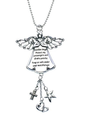 Crystal Angel Charm for Protection Guardian Angel Car Charms Happiness Crystal Car Hanging Ornament Ideal Guardian Angel Gifts-April Diamond Guardian Angel Car & Windows Faith and Love 