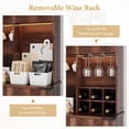 thumbnail image 4 of Neche 71" Brown Farmhouse Kitchen Pantry Cabinet with Charging Station, LED Light, Microwave Stand & Wine Rack, 4 of 14