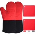 thumbnail image 1 of Mitaines de Four Silicone Résistant à la Chaleur 2 Pcs Porte-Pot pour Mitaines de Cuisine Antidérapant Texturé Poignée Mitaines de Four et Porte-Pot Ensembles Gris, 1 of 7