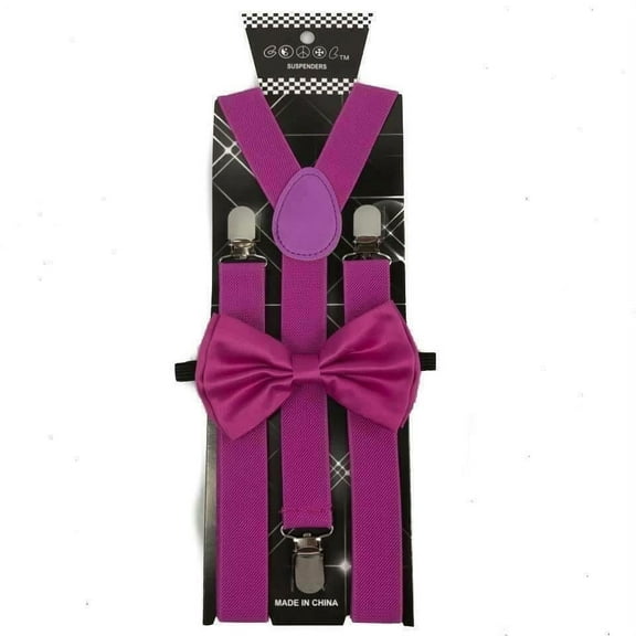 Adult MAGENTA Wedding Suspender and Bow Tie Set Adjustable Wedding Prom - New with box/tags