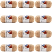 Loops & Threads Soft Classic Solid Yarn - Solid Color Yarn for Knitting, Crochet, Weaving, Arts & Crafts - Taupe, Bulk 12 Pack