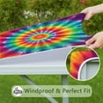 thumbnail image 6 of Rainbow Tie Dye Mandala Pattern Square Fitted Tablecloth with Elastic Edge,Square Table Cover,Washable Elastic Table Cover for Home Kitchen Party Decor 34"x34", 6 of 6