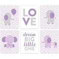 thumbnail image 1 of Koyal Wholesale Elephant Theme Girls Nursery Hanging Wall Art, Gray Lavender Elephant, Love, Dream Big Little One, 1 of 3